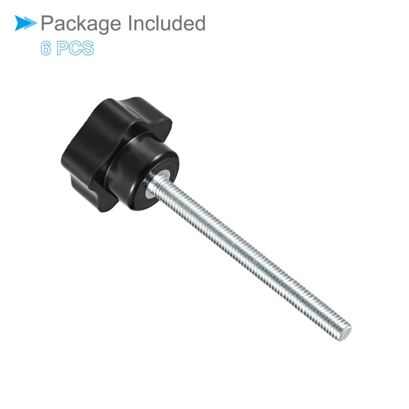 مقابض CoCud Star Clamping، M6 × 70 مم رأس ذكر 30 مم، مقابض يدوية برغي إبهام بلاستيكي، مسمار ملولب أسود - (التطبيقات: لآلات المخرطة)، 6 قطع - Image 5
